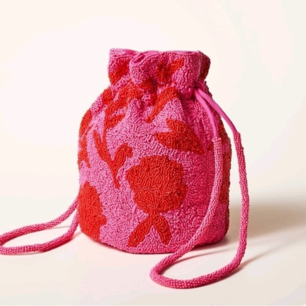 Kate Spade X Target beaded pink drawstring bucket bag NEW WITH TAGS